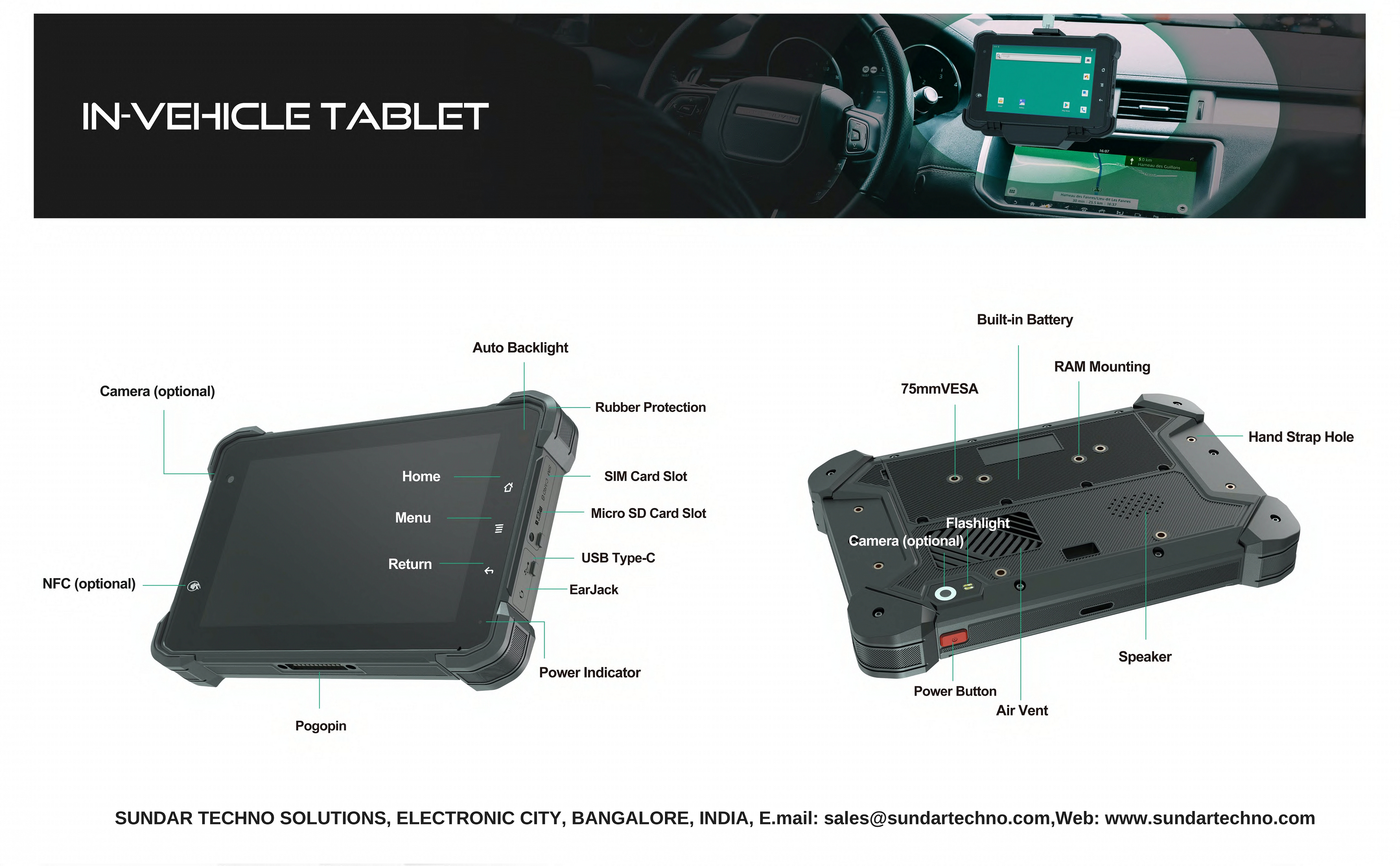 STS 7" ANDROID 12 RUGGED IN VEHICLE TABLET