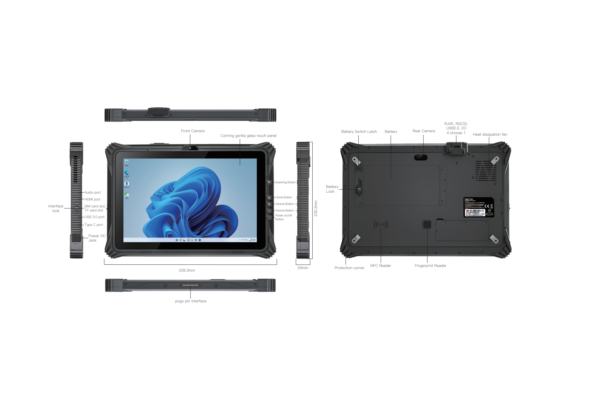 10.1 inch Rugged Tablet Windows STS-RTC-10 W