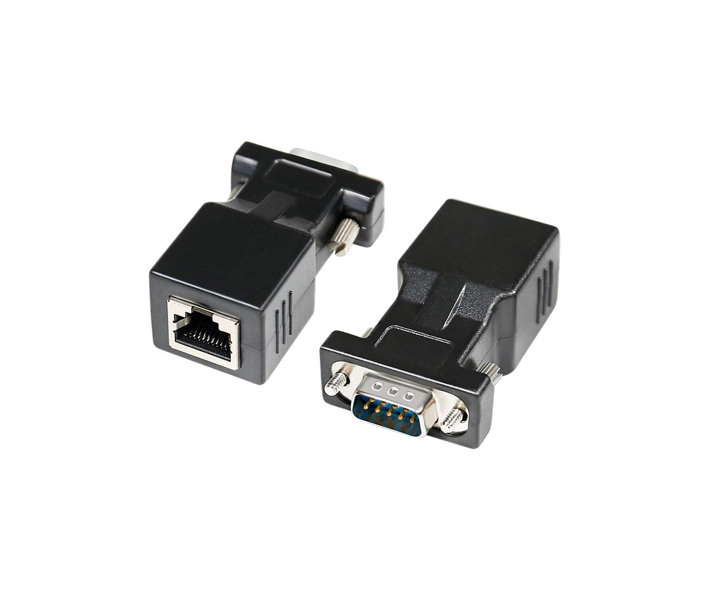 DTECH RS232 RJ45 Converter Serial Adapter DB9 D-Sub 9 Pin Male RJ-45 Female Ethernet Network Connector COM Port Cat5e Cat6 LAN Converter Plug