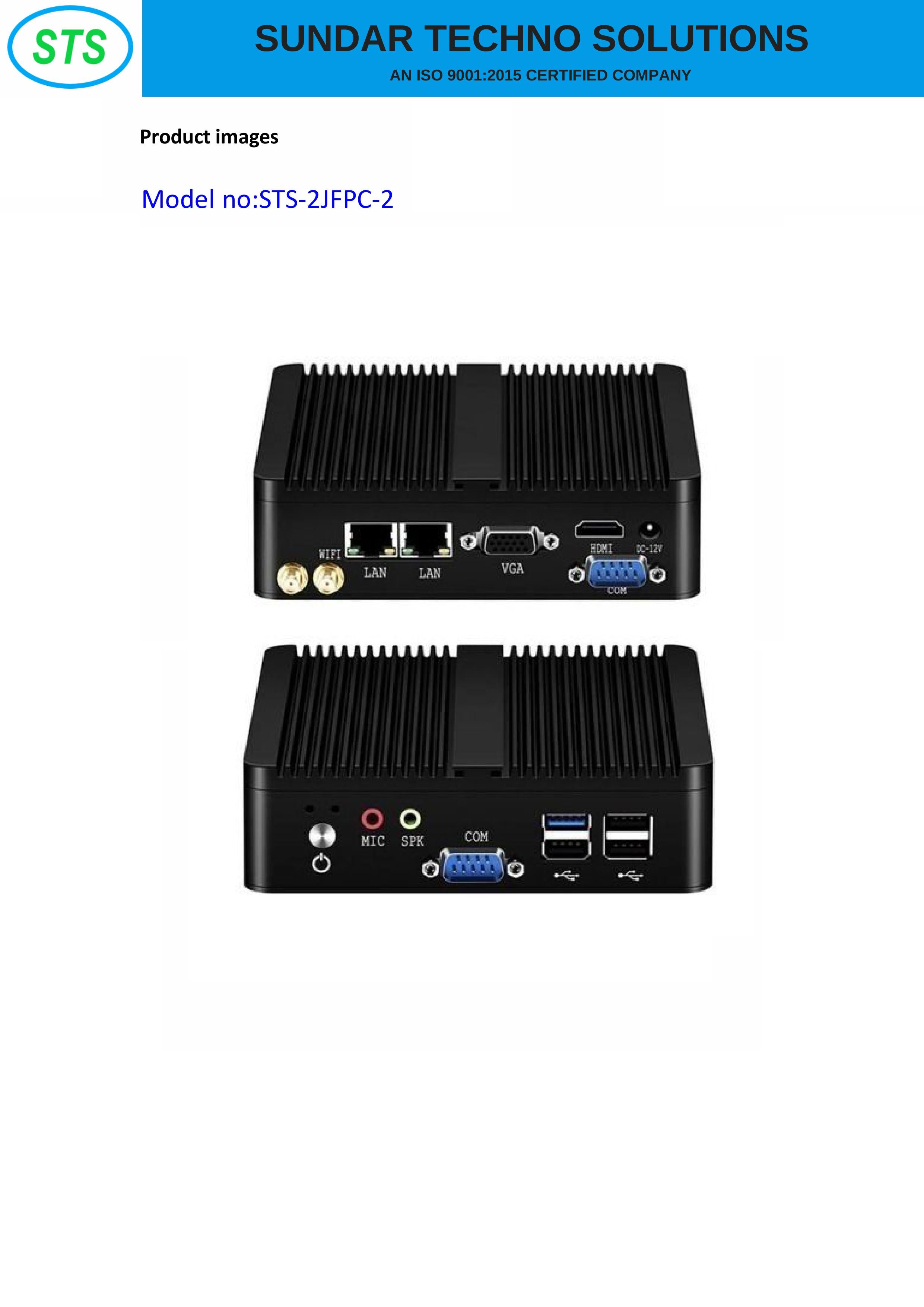 STS-2JFPC-2 INDUSTRIAL GRADE MINI PC with Intel i3-5th Generation processor, 8gb ram, 256gb ssd, wifi , audio in out and Power adapter