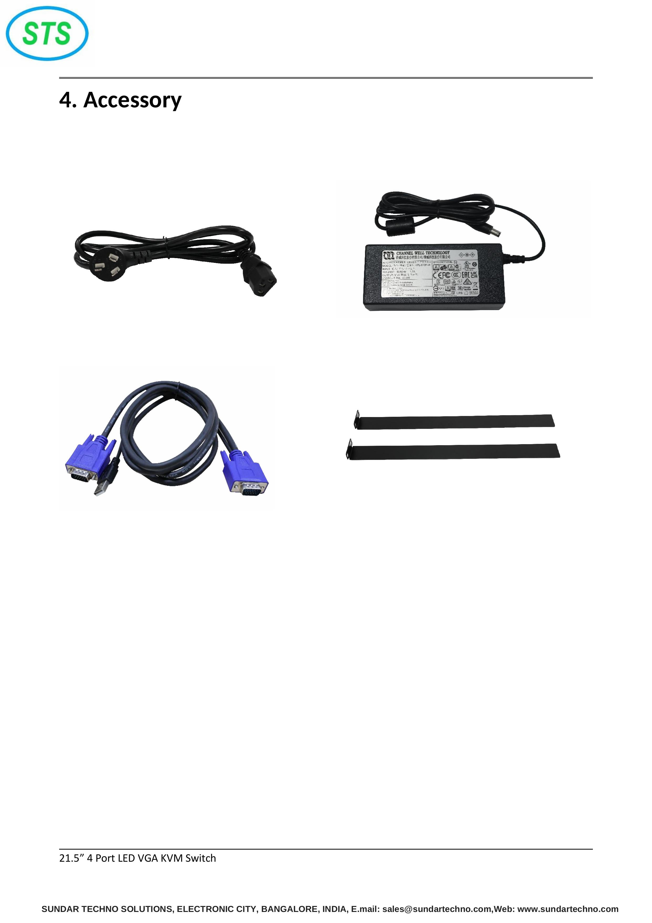 STS 21.5 INCH 4 Port LED VGA KVM Switch