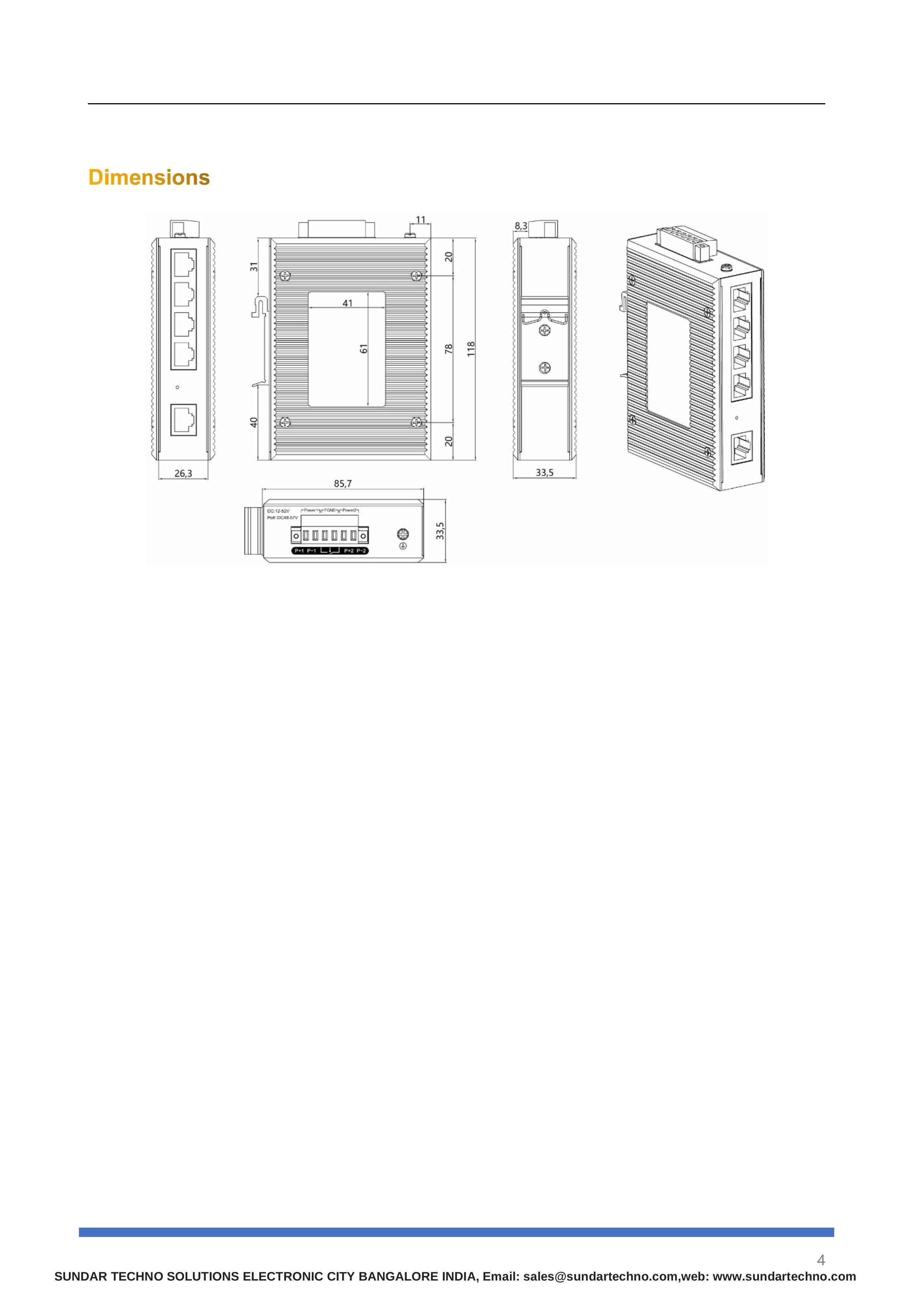STS 4-port 10/100/1000BASE-TX PoE + 1G uplink Industrial PoE Switch
