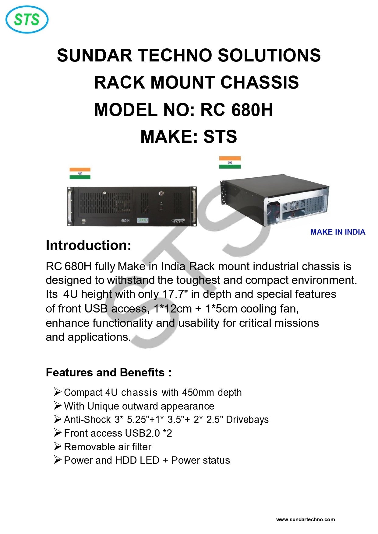 4U RACK MOUNT CHASSIS FOR INDUSTRIAL COMPUTERS- MAKE IN INDIA