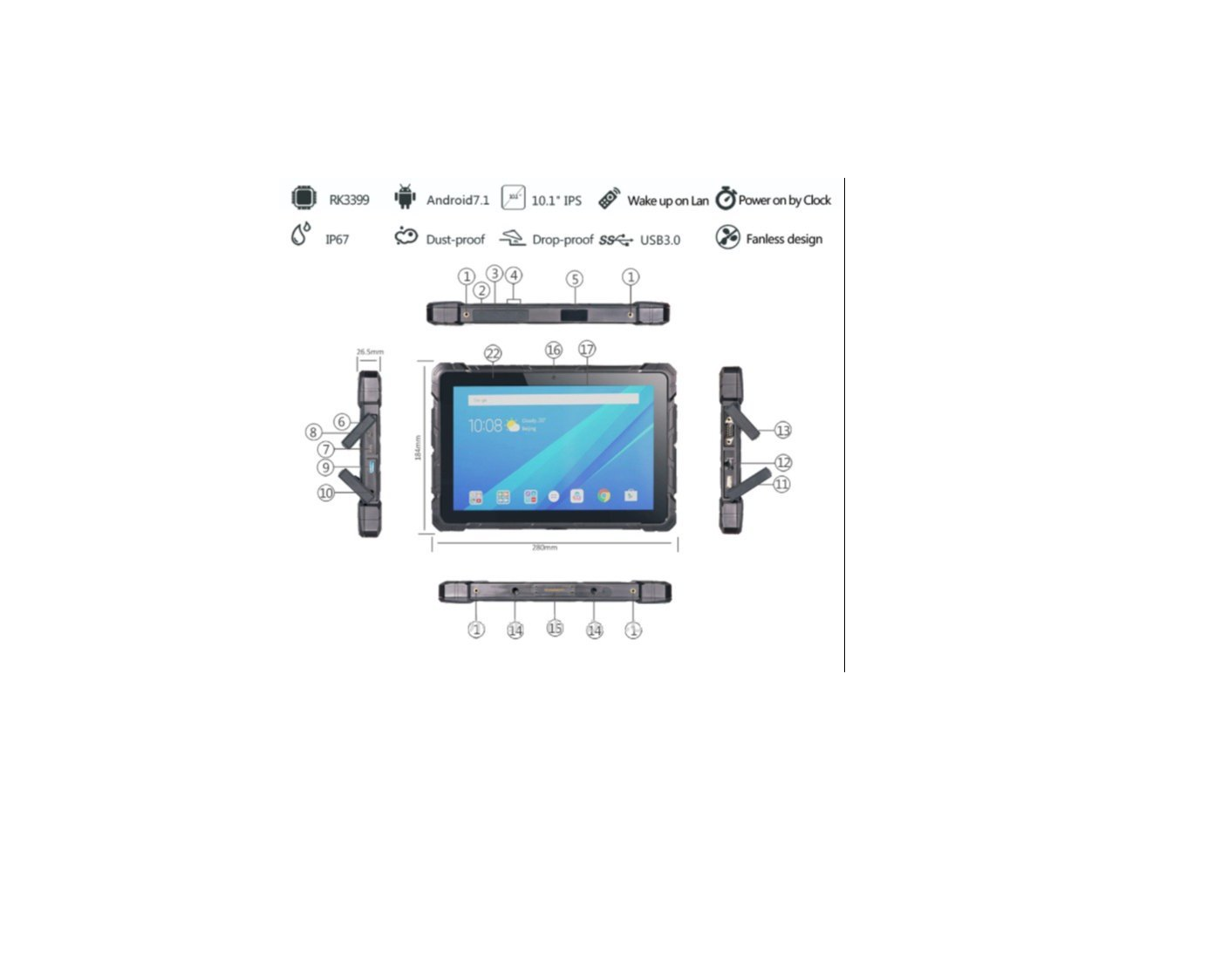 8 INCH ANDROID 12 RUGGED TABLET
